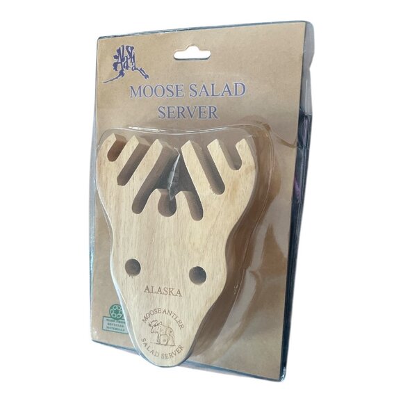 Moose Antler Salad Servers – Alaska Souvenir – Ulu Company – Made from Recycled - Picture 2 of 4